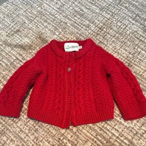 Cozy Red Cable Knit Kids Sweater